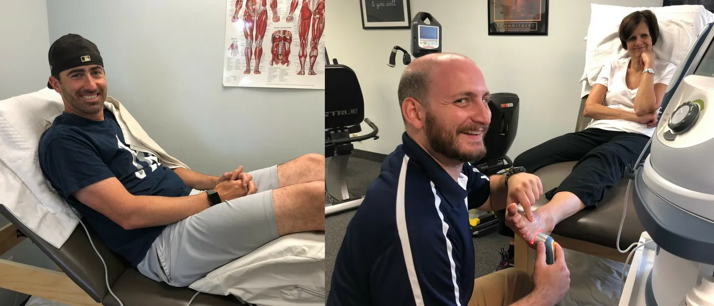 Therapists smiling with patients during treatment